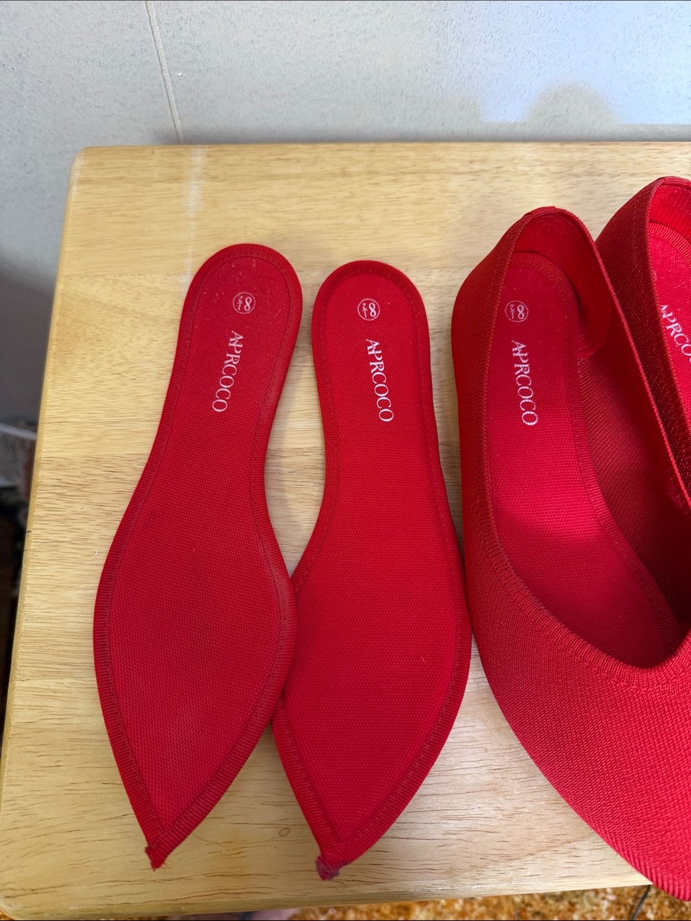 Pointed-Toe Red Knit Slip-On Flats - Picture 5 of 5